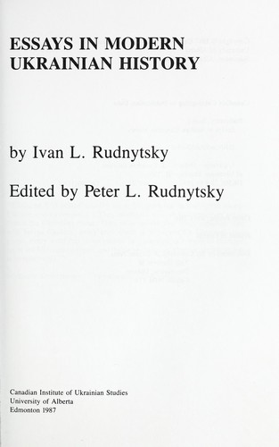 Ivan L. Rudnytsky, Omeljan Pritsak: Essays in modern Ukrainian history (Paperback, 1987, Canadian Institute of Ukrainian Studies)