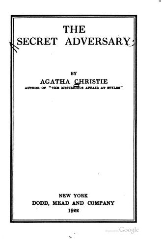 Agatha Christie: The secret adversary (1922, Dodd, Mead)