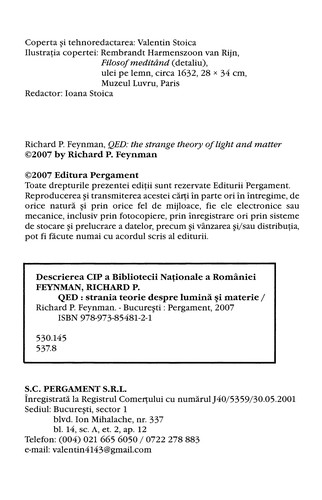 Richard P. Feynman: QED (Romanian language, 2007, Pergament)